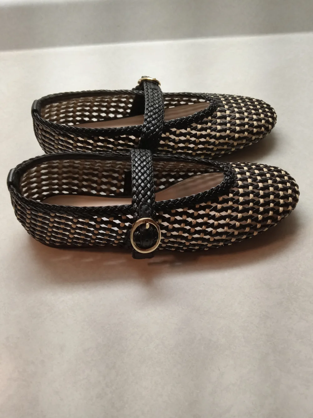 Universal Thread Black and Natural Woven Mary Jane Flats - Picture 2 of 3